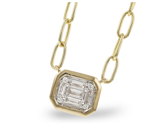 Genuine Baguette and Round Natural Diamonds in 14 kt Yellow Gold